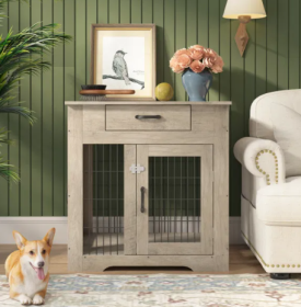 Dog Crate End Table with Drawer