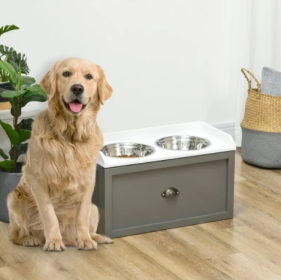 Elevated Cabinet for Dogs Feeder with Storage