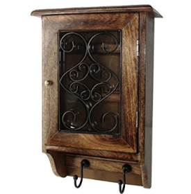 Wooden Collar and Leash Cabinet