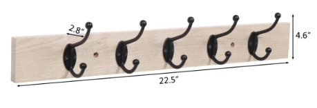 5 Hook Wooden Wall Hooks