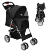 Foldable 4-Wheel Dog Stroller With Storage Basket