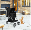 Foldable 4-Wheel Dog Stroller With Storage Basket