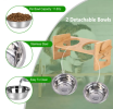 Bamboo Raised Stand Feeder with Bowls for Dogs