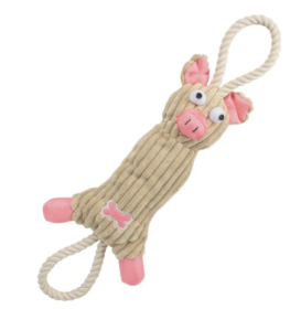 Jute Rope Plush Pig Toy for Dogs