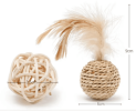 Rattan Woven Bell Ball Feather Funny Cat Toy