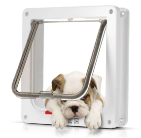 4 Way Dog Magnetic Lockable Safe Flap Door (Colors: White, Door Size: Medium)