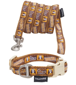 Touchdog 'Caliber' Designer Embroidered Dog Leash And Collar Combo (Color2: Brown, size: Medium)