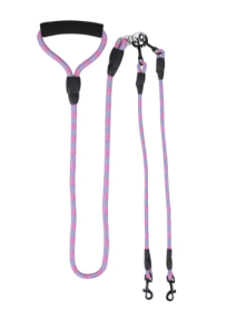 Double Dog Reflective Leash and Lead Combo (Color2: Pink)