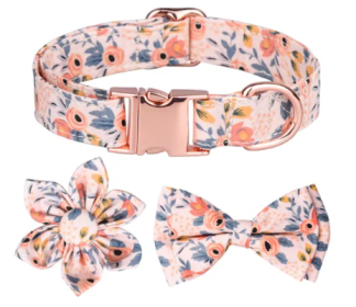 Adjustable Dog Collar With Multicolor Flower Patterns (Color2: Orange, size: Small)