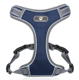 Dog Harness Light-Weight Breathable Reflective Mesh (Color2: Dark Blue, size: Medium)