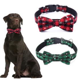 Christmas Snowflake Bowtie Dog Collar (Color2: Red, size: X Small)