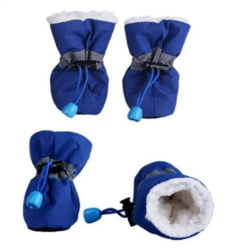 Anti-Slip Drawstring Dog Boots - 4 PCS Set (Color2: Blue, size: Small)