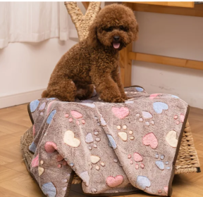 Colorful Hearts and Paw Prints Blanket for Dogs (size: Medium)