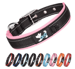 Comfortable Fit Reflective Nylon Dog Collar (size: Small, Color: Black/Pink)