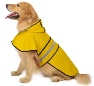 Reflective Adjustable Hooded Raincoat for Dogs (Color2: Yellow, size: Small)