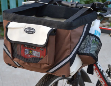 Bicycle Carrier Basket for Carrying Small Dogs (Color2: Coffee)