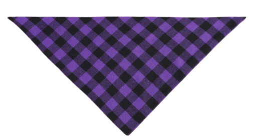 Checkered Triangle Cotton Scarf for Dogs (Colors: Purple/Black)