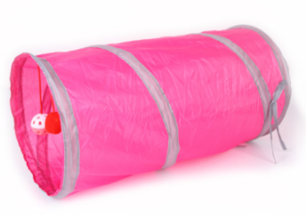 Fun Playtime Tunnel for Cats with Hanging Toys (Color2: Pink)