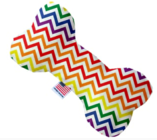 Fun Rainbow Wave Style Canvas Chew Bone Toy (size: Small)