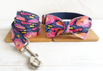 Festive Graffiti Bow Tie Leash and Collar Combo